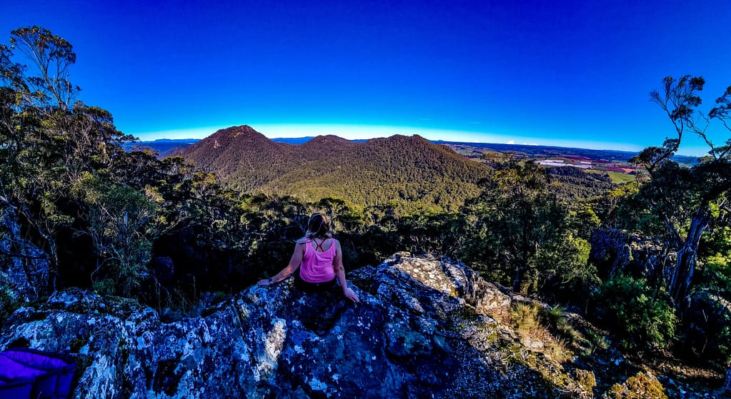 amazing mountain hikes- Naomi looking out to the view of Mt duncun